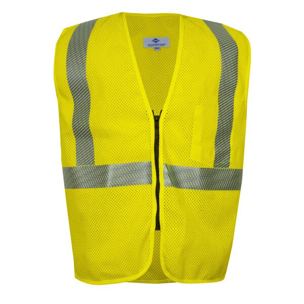 Flame Resistant Mesh Safety Vest, Class 2, Zipper Closure in Hi-Vis